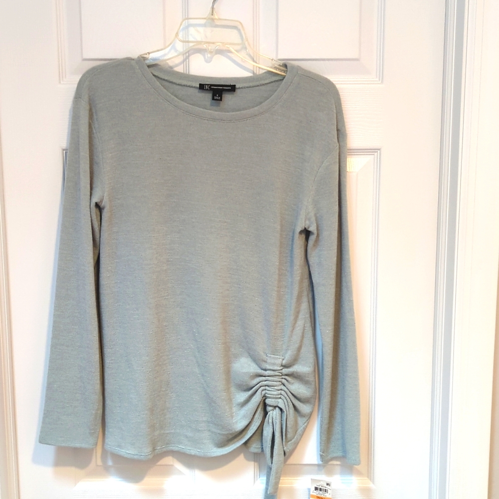 Green, knit, side tie top